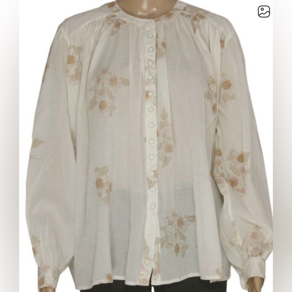 99. Free People Don't Look Back Button down floral blouse oversized small